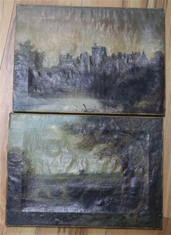 Harry Foster Newey (1858-1933), pair of oils on canvas, Views of Windsor Castle, signed, 25 x 36cm, unframed